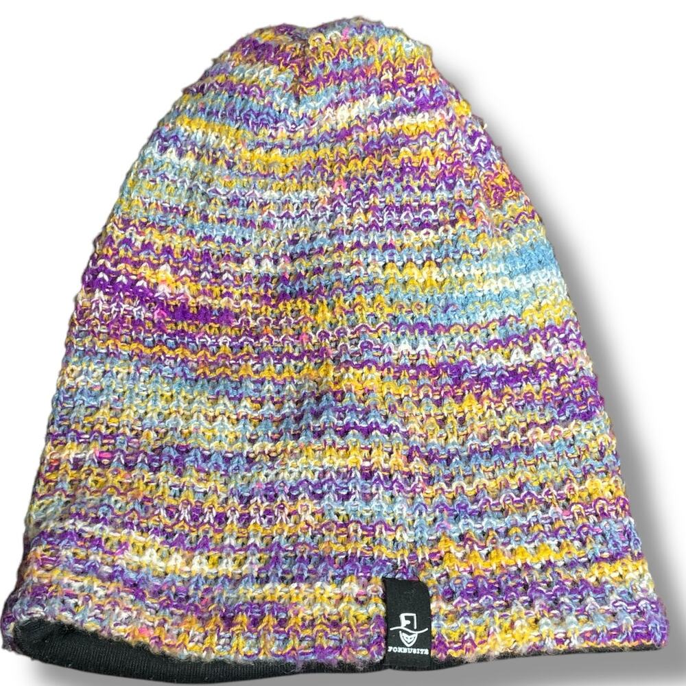Forbusite Womens Beanie Hat Knit Slouchy Purple Yellow Blue Winter Ski Snow